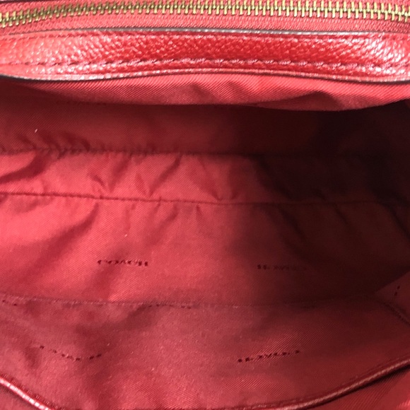 Coach Red Leather Satchel Bag - Picture 9 of 14